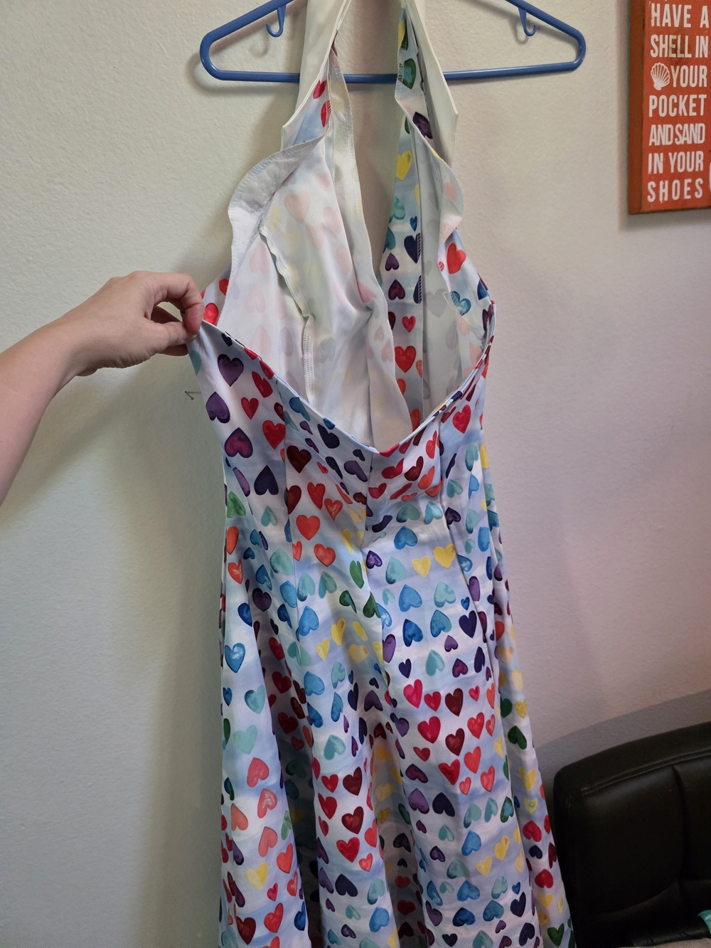 Unique Vintage Backless Dress with Multicolor Hearts - Picture 5 of 6